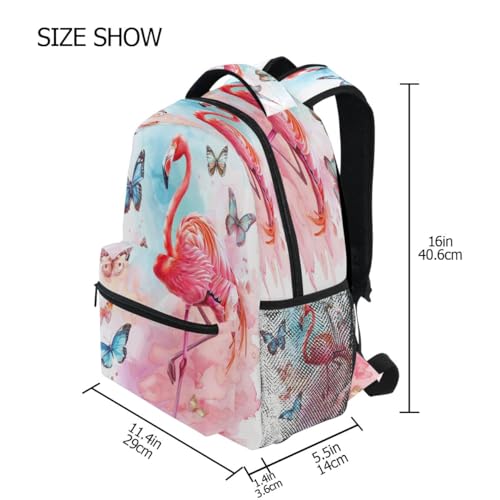 Butterflies Flamingo Backpack School Bag Travel Daypack for Boys Girls - color: Multicolor 7