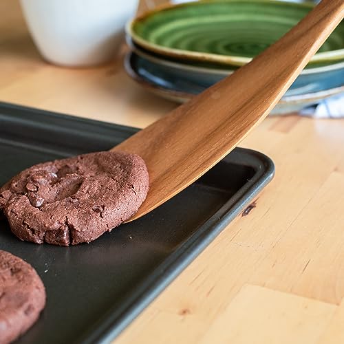 FAAY Teak Wooden Turner, Saute Paddle, Spatula, Compact - XL Size, Healthy and High Moist Resistance for Non Stick Cookware (12 Inch Flat Edge Spatula) - size: 12 Inch Flat Edge Spatula