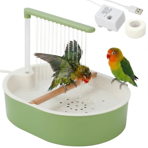 Automatic Bird Bath with Electric Water Pump Tub for Parakeets | Quiet Running Faucet, Continuous Flowing Shower Toy, for Cockatiel, Budgie, Conure, Lovebird, Quaker, Small Medium Birds