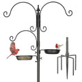 Kingsyard Bird Feeder Pole for Outdoors, 5-Prong Bird Feeding Station | 85-inch bird feeder pole with 3 adjustable hooks, seed tray and water bowl; tool-free setup with rust-resistant metal