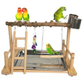 Hamiledyi Parrot Playground Bird Playstand Wood Exercise Play Perch Exercise Gym with Feeder Cups Toys Cockatiel with Ladder Hanging Swing for Pet Conure Lovebirds Life Activity Center Training Stand