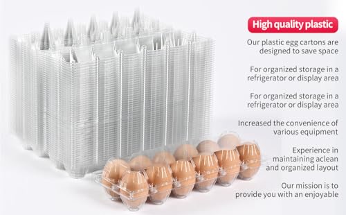 2 * 6 grid large plastic Egg Carton,fit into 2.5 oz of egg (120 pc) | (2*6)12 grid Reusable Eggs Carton，Disposable Large Clear Plastic Egg Carton,egg cartons cheap bulk，for Family, Farm, Markets - size: 2x6 12 egg boxes, 120 pieces