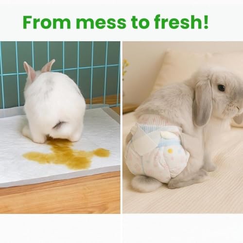 Leakproof Rabbit Diapers – Disposable Bunny Pet Diaper for Small Rabbits, Incontinence & Potty Training (1 Package/Trial Set, XS) (1 Package/Trial Set, S Size (Recommended for 5-8 lbs) - size: S size (Recommended for 5 - 8 lbs)