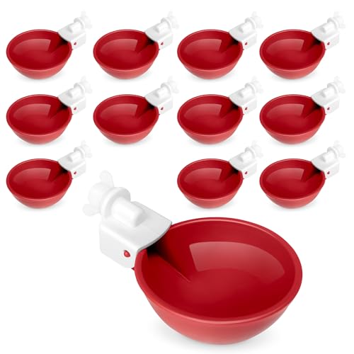 Hen's Choice™ - Large Automatic Chicken Waterer Cups, Poultry Water Kit (Red, 12) - color: Red, size: 12