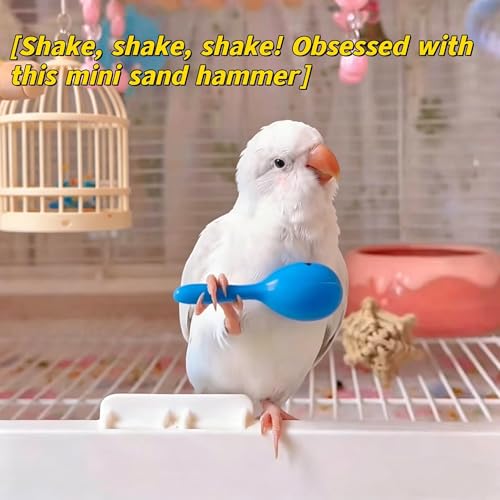 DRESSO Bird Toys for Parakeets Cockatiels Conures Lovebirds - 4PCS Parrot Training Toy Set with Mini Shopping Cart, Rattle, Ring Stacker & Beach Chair, Fun Bird Interactive Toys Set