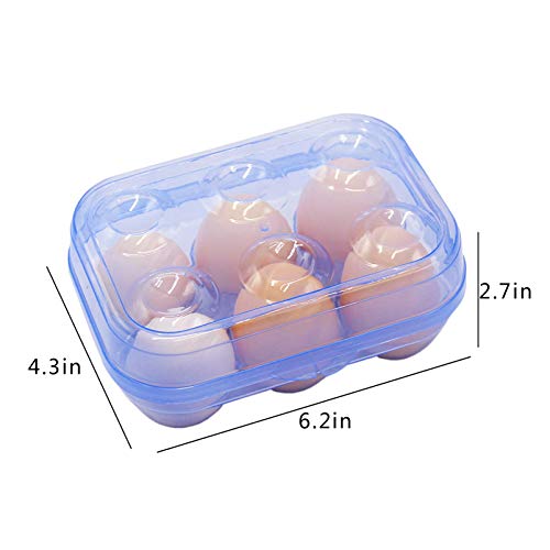 YOHA Clear Egg Storage Box Delicate 6 Girds Egg Dispenser Holder Case Refrigerator Crisper Camping Picnic Travel Portable Egg Carriage,Blue-6 - color: Blue