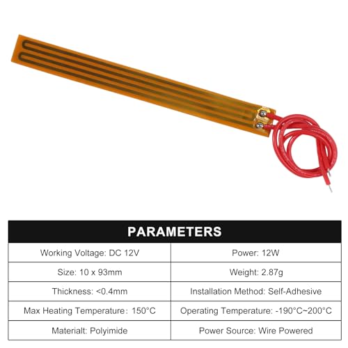 6pcs Film Heater Plate Adhesive Pad 12V 12W 10mmx93mm PI Heating Elements Film Strip Heater Adhesive Polyimide Heater Plate - size: 10mmx93mm