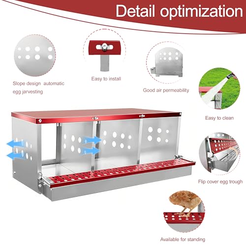 XINYI Chicken Nesting Boxes for Laying Eggs, Metal Coop for 3 Chickens,Roll Away Nesting Boxes,Easy Egg Collection, Brooder Box for Rabbit, Squirrel, Parakeet, Owl, Cockatiel, Robin - size: 33.0"L x 13.0"W x 12.6"H