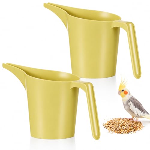 2 Pack Bird Feeder Scoop Set,Pet Food Bird Seed Scoop Large Capacity Suitable Narrow Spout Suitable for Tube Feeders Birds Chicken Livestock Restaurant Kitchen (Beige) - color: Beige