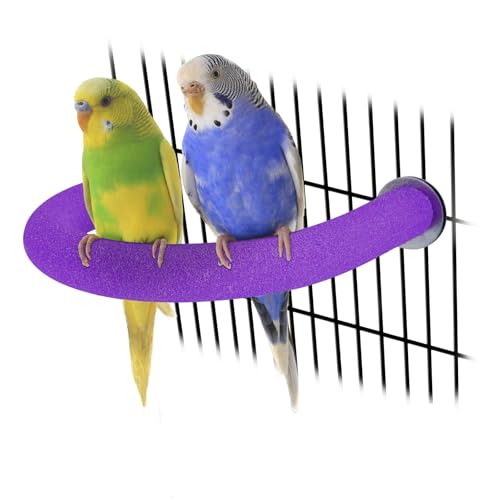 RYPET U-Shaped Parrot Perch, Quartz Bird Perch for Cage(Purple S) | Safe Chew & Rest Perch, Durable Non-Toxic Cage Accessory, for Parakeets Cockatiels Conures Macaws - color: Purple, size: Small