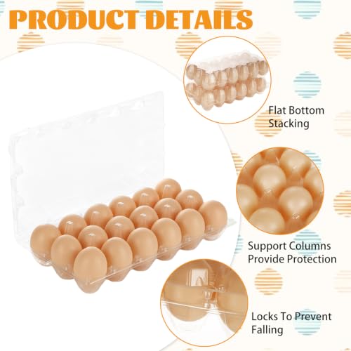 36 PCS Plastic Egg Cartons Cheap Bulk 18 Count Clear Blank Egg Cartons with Free Labels Holds up to 18 Eggs Securely Reusable Egg Carton for Family Pasture Chicken Farm Market Display, 3x6 Grids - size: 3X6