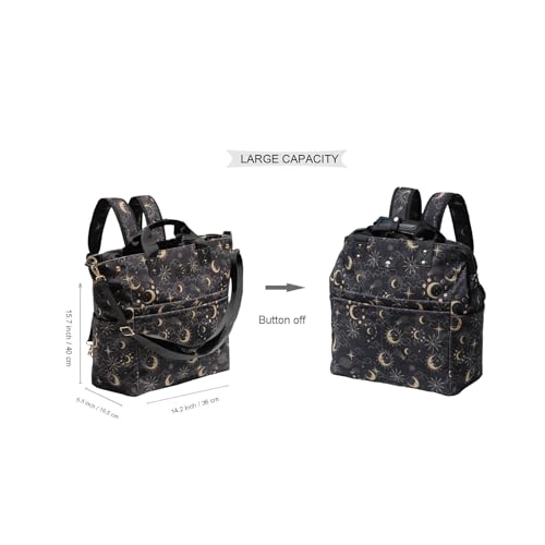 Diaper Tote Bag Totepack Backpack Crossbody Bag 3 in 1 for Women Laptop Backpack Multifunctional with Insulated Pockets - color: Corduroy Black Moon