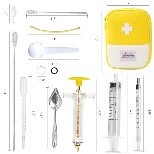 16 pcs Baby Bird Feeding Syringe Set - Bird Hand Feeding Syringe Set, Baby Birds Feeder with 20ml Feeding Syringes, Birds Feeder Scoop, Soft Tubes for Parakeets & Cockatiels (Yellow) - color: Yellow