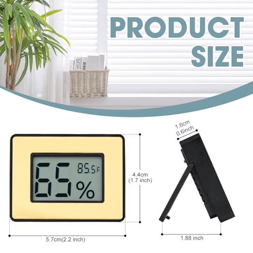 Digital Hygrometer Thermometer for Humidors, Large Display, Gold | Large display, 5-second refresh, max/min records, Fahrenheit/Celsius switch, stand for home and humidor use