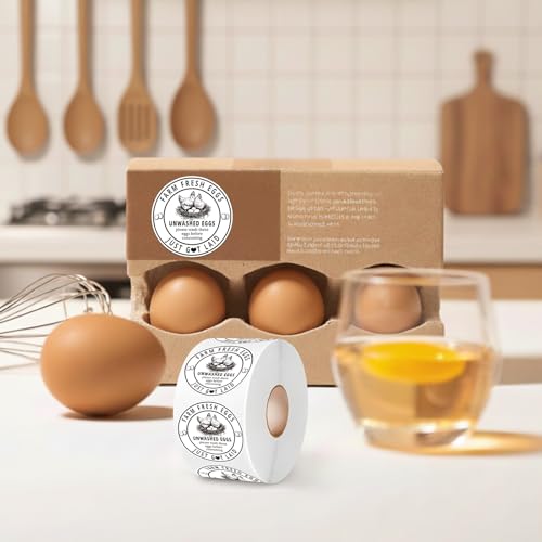 500Pcs Farm Fresh Egg Carton Stickers Labels, 1.7 Inch Self Adhesive Unwashed Eggs Lables for Farm Small Businesses and Chicken Farms Farmers Markets - color: Unwashed Eggs