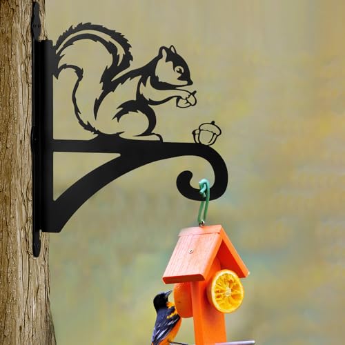 ATKKE Hanging Plant Bracket Hangers Indoor Iron Wall Mount,11” Squirrel Silhouette Ornamental Iron Hangers Hookers for Flower Pot Lantern Bird Feeder Wind Chimes - size: Squirrel
