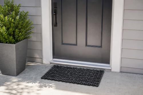 Durite Outdoor Door Mat, Recycled Tire-Link Welcome Rubber Patio or Entrance Front Door Mat, 17" x 25", Heavy Duty, Long Lasting, Durable, Sturdy, Easy to Clean, Herringbone Weave, Black
