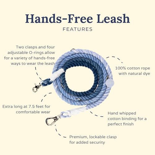 The Lucy & Co. Blueberry Twist Ombre Blue Hands-Free 6-in-1 Rope Leash - color: Blueberry Twist Ombre Blue Hands-Free Dog Leash