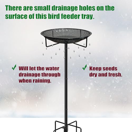Standing Bird Feeder Tray,11.8" Stainless Steel Large Platform Bird Feeder Mesh Seed Tray with Adjustable Heavy Duty Stand Birds Feeder Pole for Outside Wild Birds in Garden Backyard - size: Stand Bird Feeder Tray