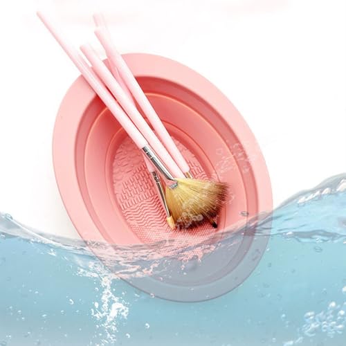 3 Pack Makeup Brush Cleaner Mat Foldable Silicone Makeup Brush Cleaner Bowl Pads Portable Scrubber Cleaning Tool for Makeup Brush Set Foundation Powder Concealers Eye Shadows Makeup Brushes