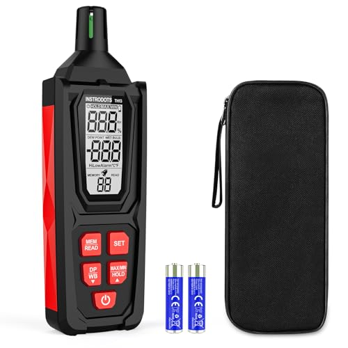 Hygrometer Thermometer with Dew Point & Wet Bulb, TH13 | High Precision Humidity Meter, Temperature Humidity Monitor, 99 Data Storage, Temp Alarm, Backlight, MAX/MIN, Auto Shutdown - color: Red, size: TH13