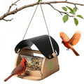 LONA Wooden Bird Feeder for Outdoors Hanging, Large Capacity Wood Birdfeeder for Feeding Outside Garden Unique Wild Bird Feeder House for Cardinals Finches Sparrow Chickadees