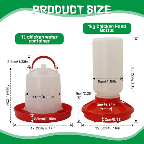 Chick Feeder and Waterer kit 1L Drinker & Feeder for Chickens Broilers,& Birds Quail Pigeon