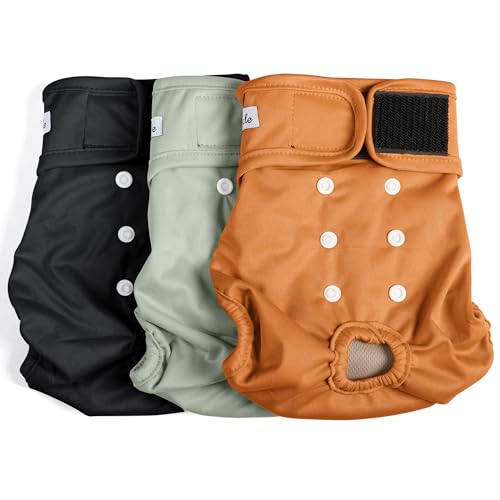 Female Dog Diapers - Premium Reusable Diapers for Doggie in Heat - Highly Absorbent Dog Diapers Female for Pet Incontinence with Adjustable Snaps Brown Black, S - color: coffee&black&gery, size: Small（New Born-11.5“Waist）