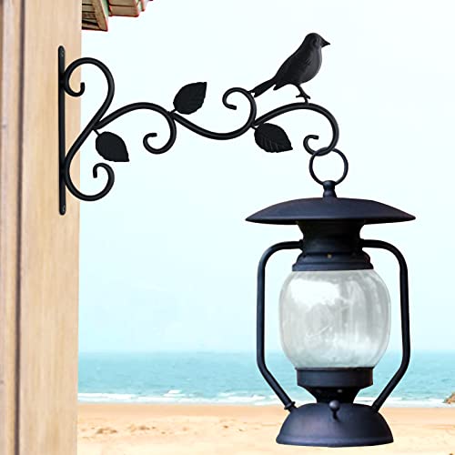 JIALAI HOME Hanging Plants Bracket 12" Bird Planter Outdoor Hooks Hangers for Flower Baskets Pot Bird Feeder Wind Chimes Lanterns Patio Garden Outdoor Indoor Metal Black, 4 Packs - style: 4 Bird