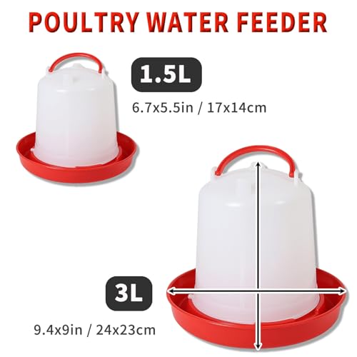 6 Pack 1.5L Gravity-Fed Chick Water for Brooder – Poultry Drinker | Water Dispenser for Baby Chicks, Ducks, Quail, Pigeons, and Backyard Coop Use