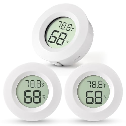 Atogou 3-Pack Mini Hygrometer & Thermometer, Indoor Digital Humidity Meter | ℉/℃, Outdoor Gauge Temperature for Home, Office, Reptile, Car, Greenhouse, Lab, Terrarium, Cellar.. A01 White - color: White 3-pack