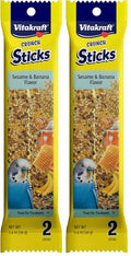 Vitakraft Crunch Sticks Parakeet Treat - Pet Bird Treat Toy - Long-Lasting Chewing Fun (Sesame & Banana) (Pack of 2) - size: 1 Ounce (Pack of 2)