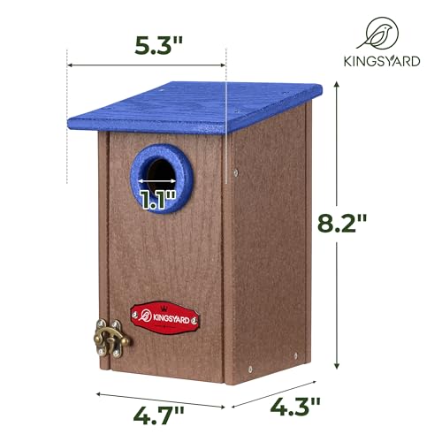 Kingsyard Recycled Plastic Bird House for Outdoors - Weatherproof Wren Bird Nesting with Predator Guard & Air Vents, Blue - color: Blue