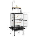 VEVOR Bird Cage, 32.7 x 31.1 x 82.7 inch, Open Flat Top, Wrought Iron Bird Flight Cage with Perches, Slide-Out Tray, Plastic Feeders, for Cockatiel, Monk Parakeet, Amazon Parrot, African Grey Parrot - size: 32.7"L x 31.1"W x 82.7"H