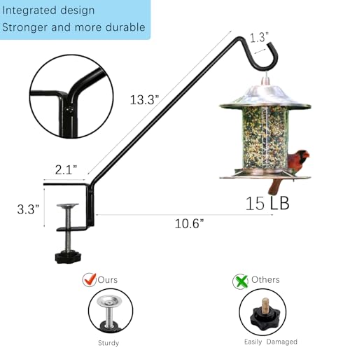 Short Deck Hook Bird Feeder Hanger Hook for Railing 13 Inch for Bird Feeders,Planters,Lanterns,Plants Flower Suet Baskets,Wind Chimes Holiday Decoration (4)（Lanterns Not Included