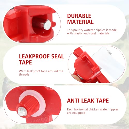 Chicken Water Nipples,25pcs Horizontal Chicken Nipple Waterer for Poultry Coop,Leakproof Poultry Watering System Non Leak,Water Saving Design for Drinkers Quail Duck Outdoor Use,with Drill Bits/Tape