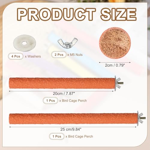 Bird Cage Perch, Colorful Parrot Grinding Claw Sticks, Platform Paw Stand Toy 8/10 Inch, (Wooden, Orange, 2Pcs), Intended for Small Medium Birds/Parrots/Finches/Lovebird - color: Orange, size: 8/10 Inch