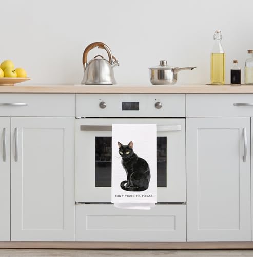 Black Cat Kitchen Towel Decorative,Don't Touch Me,Please. Funny Black Cat Gifts Dish Towels,Cats Mom Lover Gifts Hand Towels Drying Cloth for Kitchen Bathroom Decor,16x24 Inch - color: Funny-black Cat