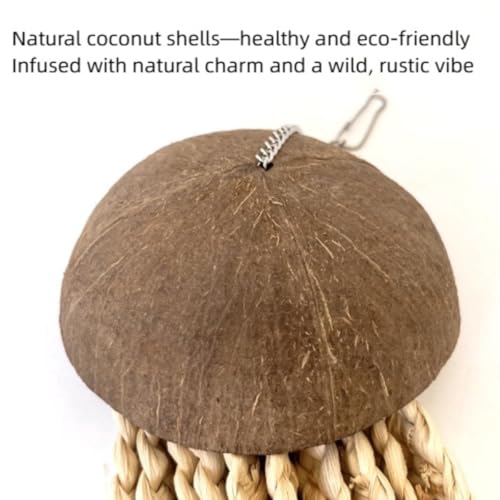 Bird Chew Toys, Coconut Shell with Corn Husks for Parrot Beak Grinding, Coconut Shell Shredding Toy for Parakeet Lovebird Conure Budgies Cockatiel (2-Pack) - color: 2-Pack