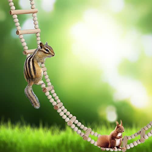 Bird Ladder Bridge, Wooden Pet Hamster Climbing & Swing Toys, Cage Accessories for Birds Rats Parrots Hamster Squirrel Sugar Gliders Parakeets Cockatiels - 16 Steps - 36.6 x 3.14 Inch - size: 16 Steps - 36.6 × 3.14 Inch