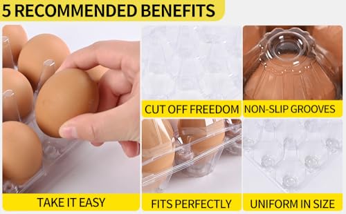 3 * 4 grid large plastic Egg Carton,fit into 2.5 oz of egg (120 pc) | (3*4)12 grid Reusable Eggs Carton，Disposable Large Clear Plastic Egg Carton,egg cartons cheap bulk，for Family, Farm, Markets - size: 3x4 12 egg boxes, 120 pieces
