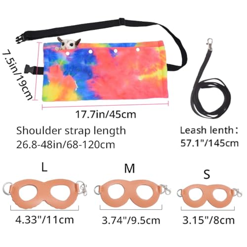 Sugar Glider Pouch & Harness Set, Bonding Sling for Travel, Pink | Designed For Sugar Gliders, Secure Bonding Pouch For Bonding, Escape-Proof Harness, Breathable Fabric, Adjustable Shoulder St - color: 02 Pink Set