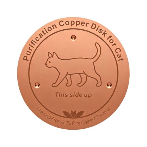 Copper Dog Bowl, 4" Copper Disc for Dog Water Bowl with 3 Point Support | Copper Pet Water Bowl, Dispenser Purification Disk, Copper Disk for Drinking Fountain Cat Bird Bath Bunny Cattle Horse - color: walking cat