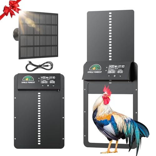 Automatic Chicken Coop Door with Light Sensor & Timer Control - Multi-Mode Chicken Door Opener with Solar Charging - color: Charcoal