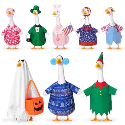 8 Set Basic Style Porch Goose Outfit 17inch, Seasonal Bundle | For Lawn Yard Decor, Seasonal Themes Include Fall Halloween Thanksgiving Christmas Valentines Easter Summer, Dress Hat Set - size: 17Inch, style: Basic Style