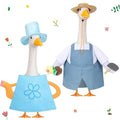 2 Set Porch Goose Outfit Spring Gardener Goose Clothes with Small Flower Pot for 23" Cement Outdoor Patio Yard Decor(Watering Can) - style: Watering Can