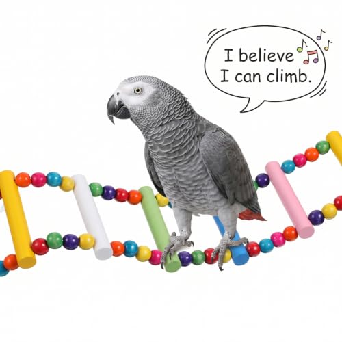 Bird Cage Ladder 24.5 x 3.93 in Climbing & Swing Toys Parakeets Cage Accessories Wooden Bird Playground Hanging Ladder for Small Birds Cockatiel(8 Steps)