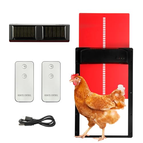 Solar Powered & USB Rechargeable Automatic Chicken Coop Door with Dual Remotes, Weatherproof Aluminum Alloy Design, 10M Reliable Range – Ideal for Poultry Keepers, Homesteaders