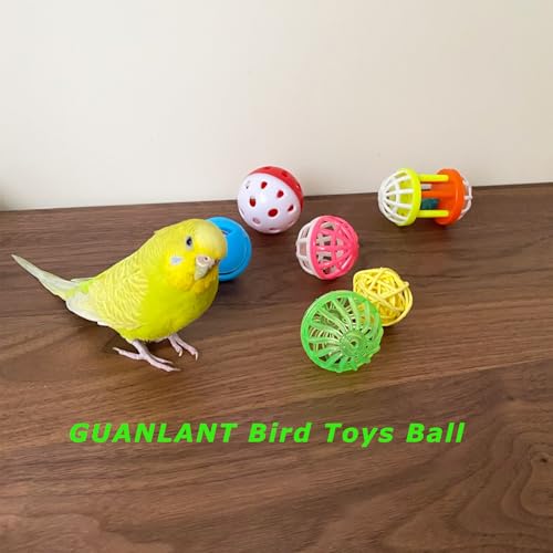 6Pcs Bird Ball Bell Toy Interactive Foraging Treat Feeder Parakeet Foot Toy | Conure Chewing Training Rattle Bells Spinning Balls, Parrot Cage Toys for Budgie Lovebirds Playgym Birdcage - size: 6 pcs bird toys