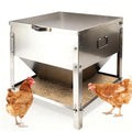 Stainless Steel Chicken Feeder No Waste, Large Capacity Poultry Feeder, Adjustable Metal Chicken Coop Feeder with Lid and Handle